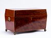 LARGE REGENCY PARQUETRY INLAID TEA CADDY WITH BOWL