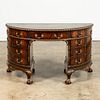 ENGLISH LEATHER TOP DEMILUNE KNEEHOLE DESK