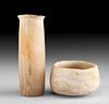 Fine Pair of Egyptian Banded Alabaster Vessels