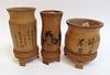 Three Chinese Bamboo Brush Pots