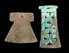 2 Inca Copper Tumis or Axe Blades w/ Etched Motifs