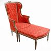 Louis XV Style Upholstered Wing Chair and Ottoman