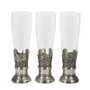 Set of Three Pewter and Glass Champagne Flutes
