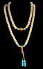 Cream Colored Necklace With Turquoise And Yellow Beads