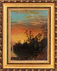 Sanford Gifford "Landscape at Sunset" Oil on Board