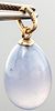 Faberge 14K Gold Carved Chalcedony Egg Pendant