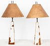 Modern Cowhide Table Lamps, Pair