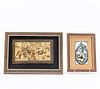 2 PCS, MINIATURE PERSIAN WORKS, MARQUETRY FRAMES