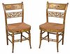 Pair American Classical Rush Seat Side Chairs