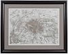 Large Framed Map of Paris and Environs