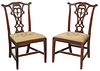 Pair Chippendale Style Carved Mahogany Side Chairs