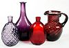 Four American Blown Colored Glass Articles