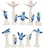 Set of Ten Figural Bird Candlesticks and Table Items