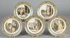Set of five Adams plates with transfer Cries of London scenes, 10'' dia.