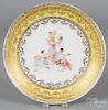 Austrian porcelain charger, late 19th c., with transfer decoration, signed Carl Larssen