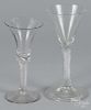 Two air twist stem glasses, 18th c., 7 1/8'' h. and 8 1/4'' h.