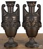Pair of Classical style bronzed urns, early 20th c., 13 3/8'' h.