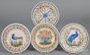 Four early Quimper plates, 9 1/4'' dia.