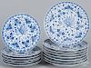 Fourteen Japanese blue and white porcelain plates, six - 8 1/2'' dia., eight - 9 3/4'' dia.