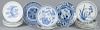 Japanese blue and white export porcelain plates, to include a set of five plates