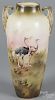 R. S. Prussia porcelain ostrich vase, ca. 1900, 12'' h.
