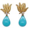 18K Gold Diamond & Turquoise Earrings