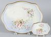 Two Limoges floral dresser trays, 20th c., 13 1/2" w. and 6" w.