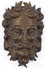 Cast bronze mask of a Greek man, 19th c., 12 1/2'' h.