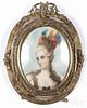 Miniature portrait of a woman on ivory, 19th c., signed Wilkie, 3 1/4'' x 2 1/2''.