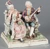 German porcelain courting scene figural group, late 19th c., 9'' h.