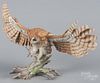 Boehm porcelain screech owl, 20th c., 14 1/4'' h., 22'' w.