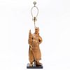 CHINESE WOODEN IMMORTAL HOLDING PAGODA, AS LAMP