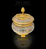 19th C Baccarat Engraved Crystal Dore Bronze Casket Box