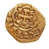 Coin of a shield macuquino of Felipe IV, XVII century.
Hammer struck, gold.
Weight: 3,35 g.