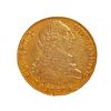 Coin of 8 escudos of Charles III, 1787, Seville mint.
Gold.
Weight: 26,95 grs.