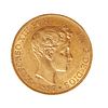 Coin of 100 pesetas of Alfonso XIII, 1897, mint V.
Gold.
Weight: 32,18 g.