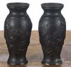 Pair of Japanese bronze vases, 7'' h.