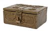 An Arts and Crafts embossed copper casket,
