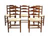 Five Cotswold School 'Clissett'-style oak ladderback chairs,