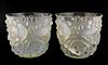 A pair of Lalique opalescent glass 'Avalon' vases,