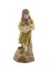 A pottery figure of a girl holding a baby,