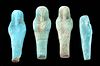 Four Petite Egyptian Glazed Faience Ushabti Figures