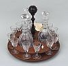 Turned Wood Bone Mounted Glass Cordial Set For 12