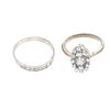 Dos anillos vintage con diamantes en plata paladio. Tallas: 8 y 9 1/2.