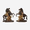 After Guillaume Coustou (French, 1677-1746) A Pair of Gilt and Patinated Bronze Models of the Marly Horses, 19th century