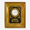 An Unusual French Gilt Bronze, Gilt and Green Painted Wood Wall Clock 19th century