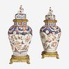 A Pair of Gilt-Bronze Mounted Imari Covered Jars 18th century with later mounts