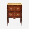 An Italian Neoclassical Walnut and Fruitwood Marquetry Side Table with Marble Top Late 18th century