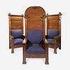 Three Large Oak Hall Chairs Early 20th century