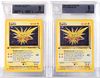 2PC 1999 Pokemon Fossil 1st Ed. Zapdos BGS 9